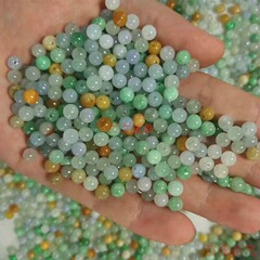 天然翡翠散珠a品氷もち種玉珠diy部品アクセサリーブレスレットネックレス毛衣チェーンビーズ