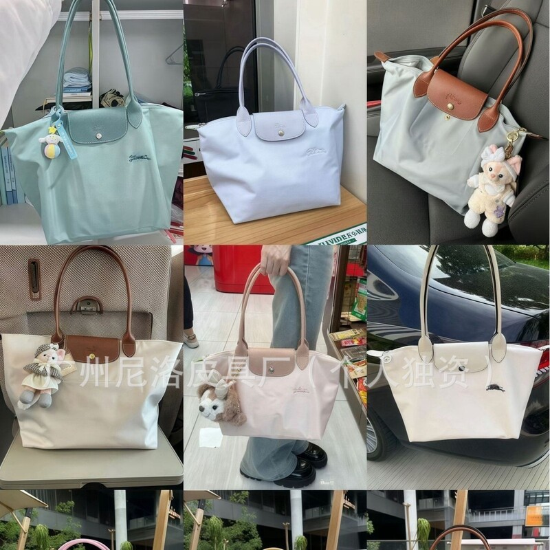 High-Quality French-Style Dragon-Embellished Tote Bag, Fashionable and Versatile Nylon Shoulder Bag, Large-Capacity Casual Outing Dumpling Commuter Bag