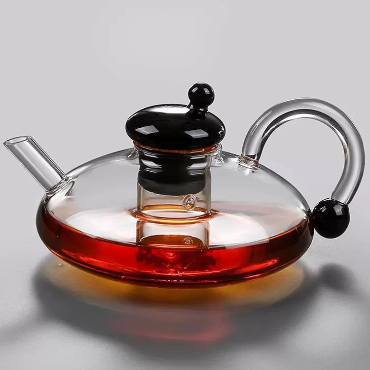 高颜值北欧风玻璃鼠尾壶烟灰色咖啡壶家用耐高温烧水壶茶壶套装