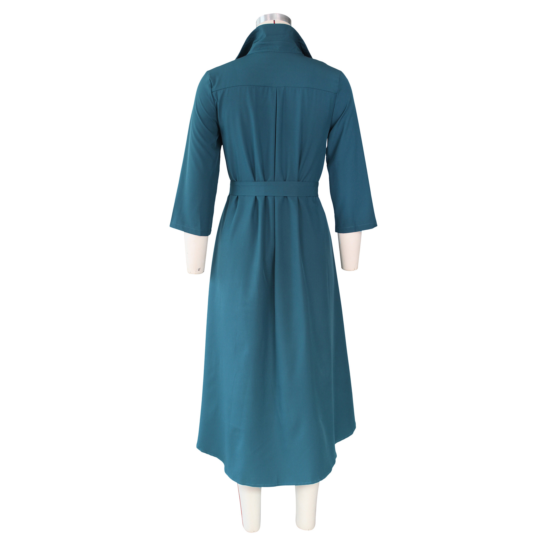 Autumn Winter Irregular Asymmetric Half Sleeve Long Shirt Dress