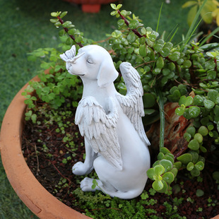 Cross-Border New Product Angel Dog Figurine Creative Resin Pet Dog Tombstone Memorial Stone Garden Statue Resin Crafts