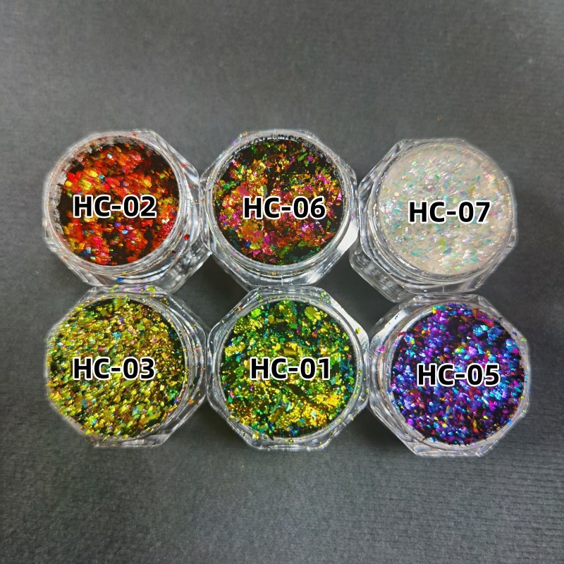 Wholesale high-gloss optical chameleon fragments, gradient glitter pigments, chameleon DIY irregular decorations