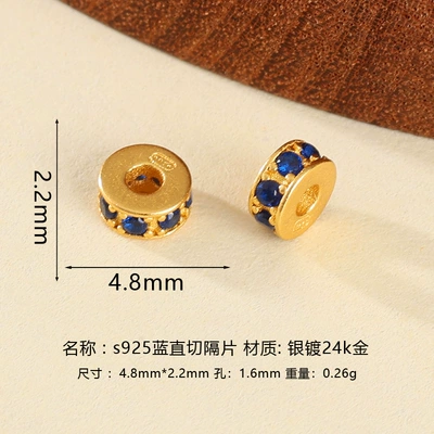 Spacer Pads for Jewelry — Zərgərlik ara hissələri - 5mm-925-sterling-silver-blue-faceted-spacer-beads