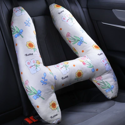 Headrest artifact car pillow car back - flower-rabbit-machine-washablecomfortable-breathable-55x70cm