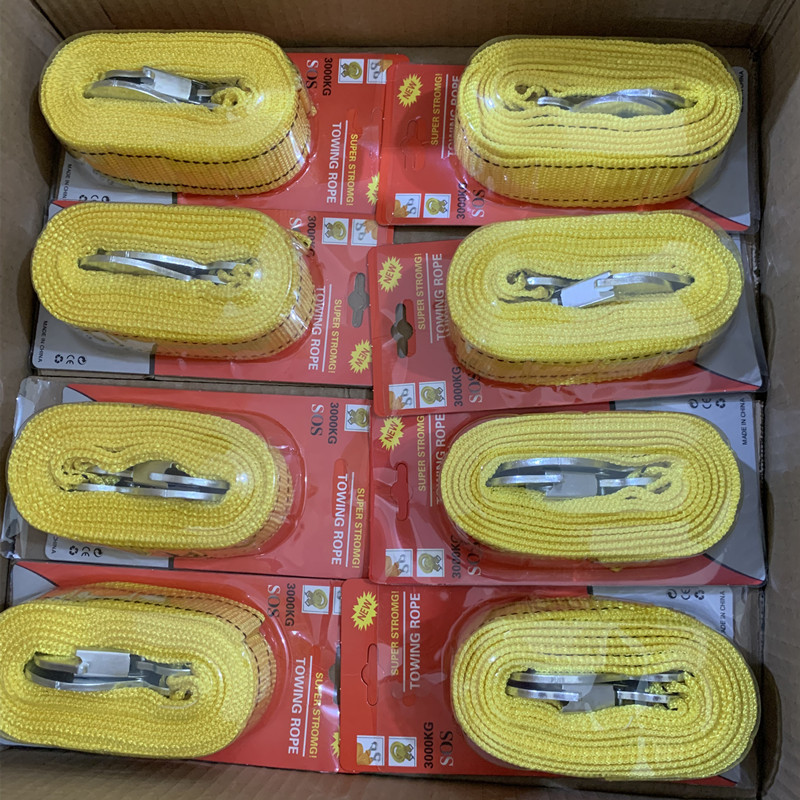 Emergency trolley rope traction rope 3 m 3 t blister card paper packaging trailer rope for self-driving travel strong trailer belt
