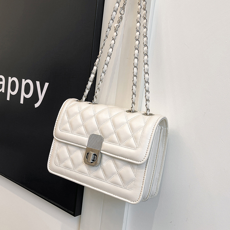 Bolso de cadena de rombos de fragancia pequeña mujer 2024 verano versión coreana ins moda simple bolso cuadrado pequeño bolso de mensajero de sentido avanzado