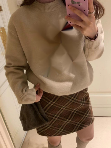 Floral Pattern Wool Blend A-Line and Bodycon Skirt for Women - Spring and Autumn - Plus Size - Slimming Women's Wool Skirt