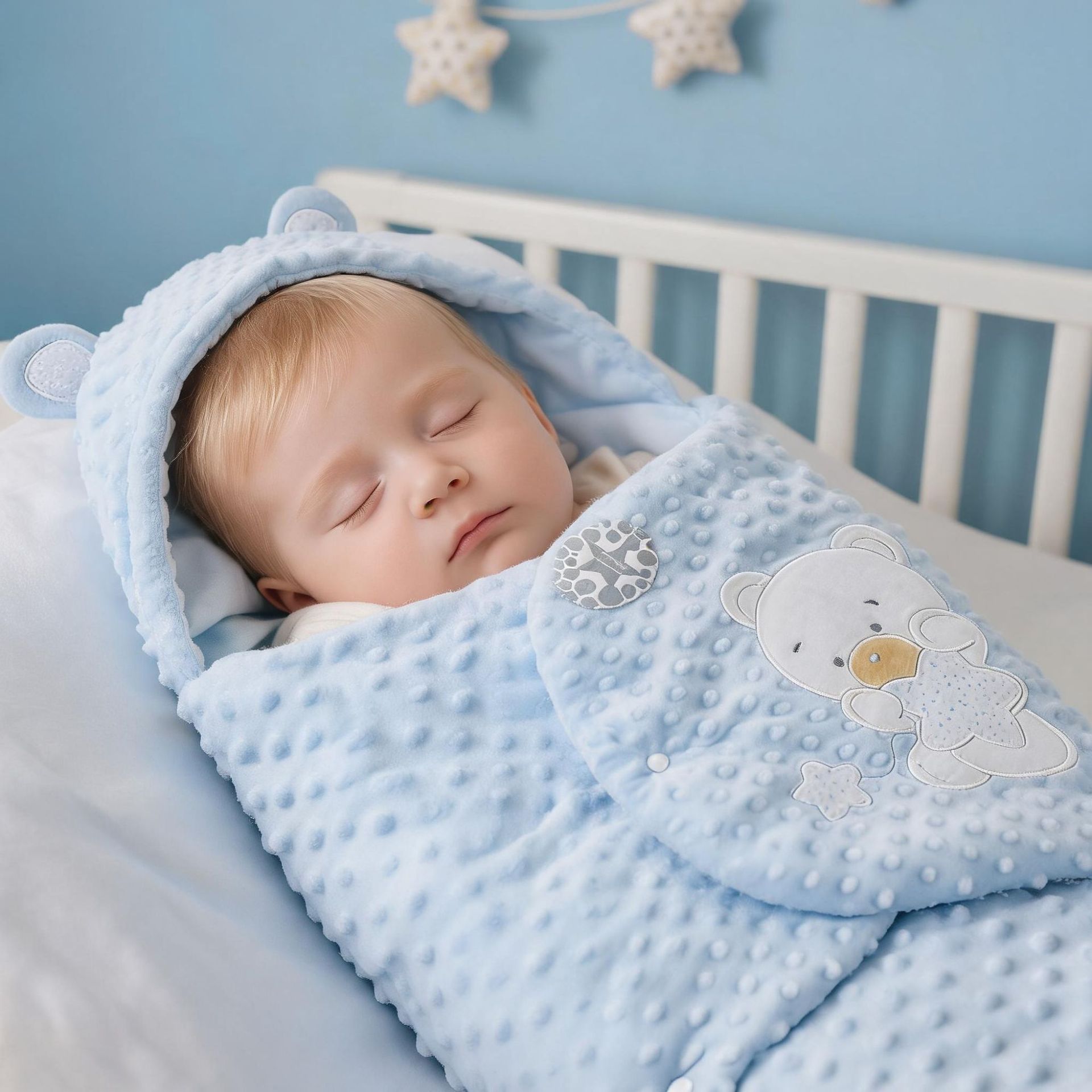 Saco de Dormir para Bebé con Capucha de Poliéster Suave Anti-Susto para Recién Nacidos image 3
