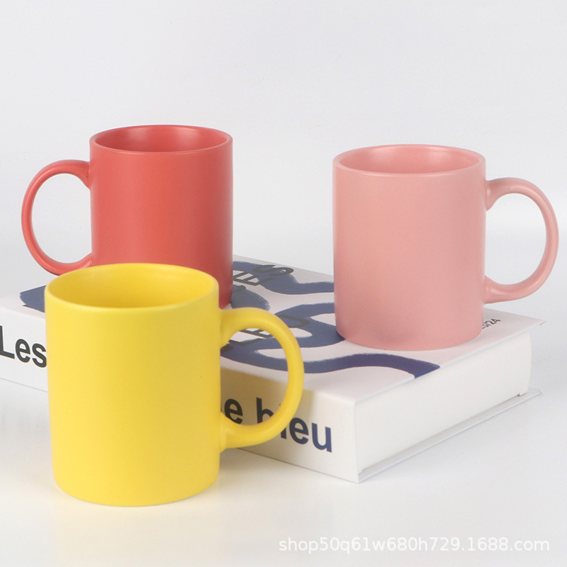 Creativo simple mate macaron cerámica doméstica taza de café taza de hotel se puede imprimir LOGO texto