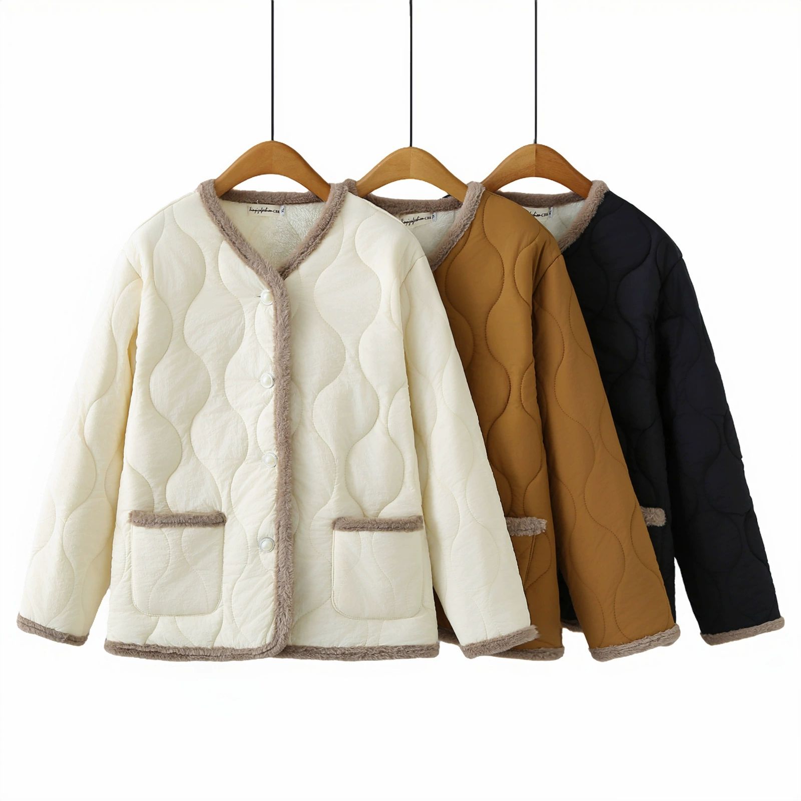Demi-season fleece small down jacket, Chanel style, fitted, increased thickness