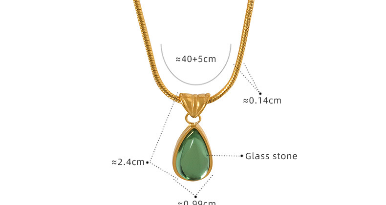 Simple Style Water Droplets Titanium Steel Plating Inlay Glass Stone Pendant Necklace display picture 2