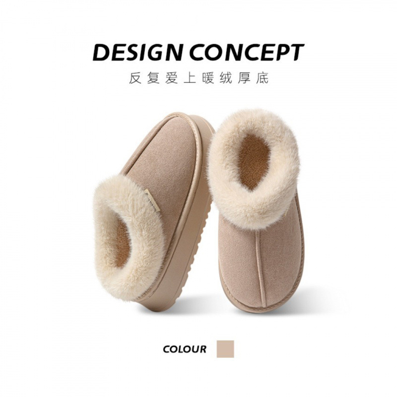 Snow Boots Are Super Warm and Fashionable, Ins-Style Cotton Slippers for Women, Winter Indoor Home Thick-Soled Non-Slip Outdoor Wear with Covered Heel for Warmth