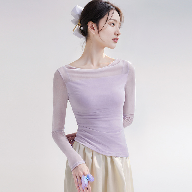 Modern Dance Clothing Slim Long-Sleeved Dance Top Chinese Dance Classical Dance Practice Clothing Body Suit Female Adult Summer