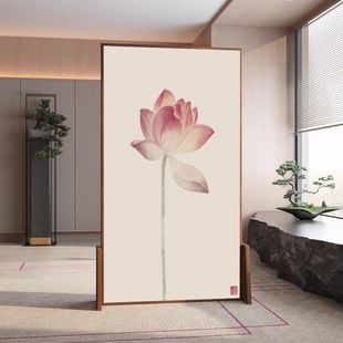 New Chinese-style Lotus Simple Foldable Mobile High-end Luca Seat Screen Screen Partition Living Room Entrance Hallway Shaded