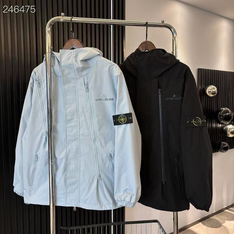 跨境现货STONE ISLAND石头岛新款冲锋衣外套防水男女软壳夹克连帽|undefined