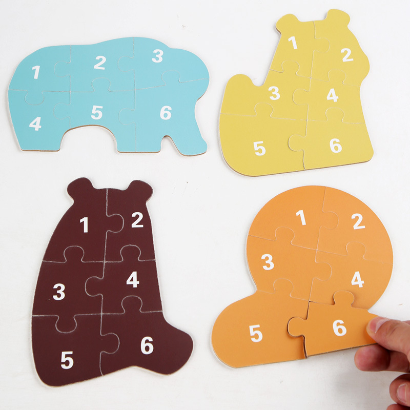 Rompecabezas de madera seis en un traje granja bosque animales marinos Iluminación cognitiva juguete rompecabezas educativo de los niños