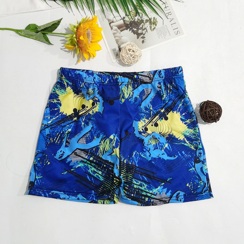 Men's flat-bottomed pants, multi-colored swimming trunks, swimwear, hot spring, beach swimming trunks