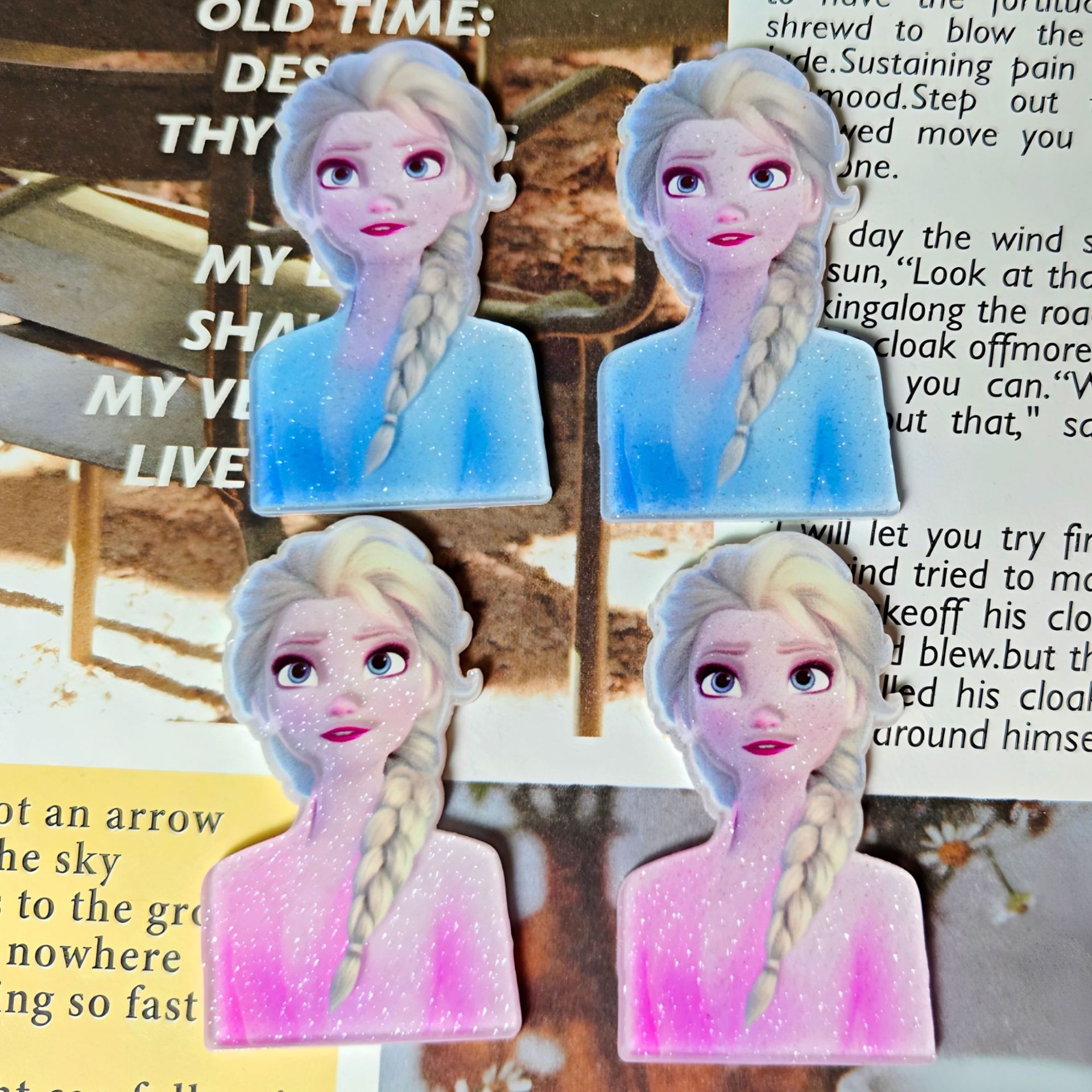 Nuevo acrílico en polvo fino Snow Strange princesa Elsa zapatos de pelo flordiy parche creativo hecho a mano recto