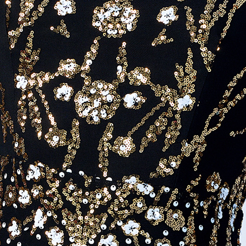 Women's Clothing ultra long sleeve temperament round neck sexy slim long sequined banquet evening dress bridesmaid dress_voghion.com