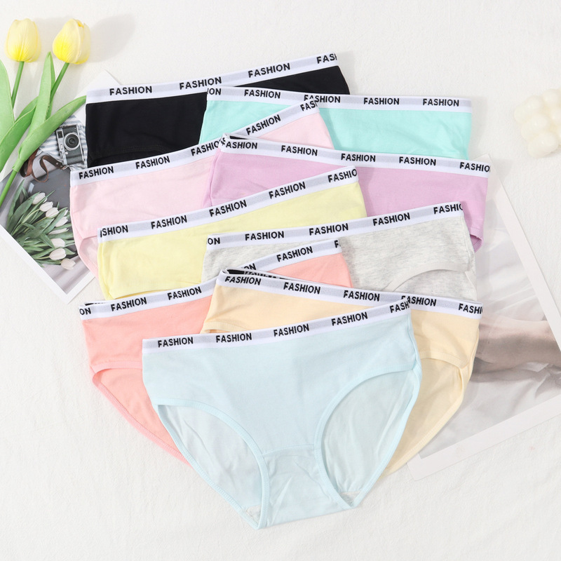 Cross-border wholesale letters women's cotton underwear waist girls cute candy color cotton crotch student briefs Cross-border wholesale letters women's cotton underwear waist girls cute candy color cotton crotch student briefs