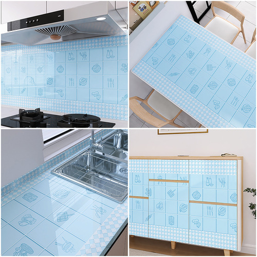 Kitchen oil-proof sticker wholesale waterproof and moisture-proof cabinet tile wallpaper high temperature resistant self-adhesive aluminum foil stove wall sticker