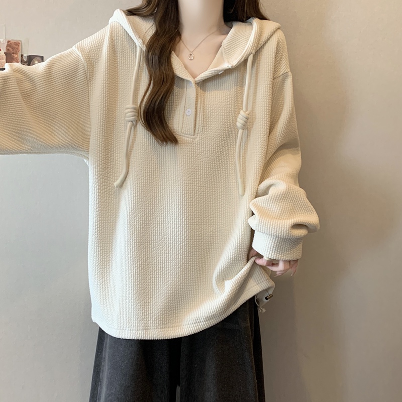 大码慵懒风连帽卫衣女装2025新款秋季长袖套头衫胖MM遮肉显瘦上衣|undefined