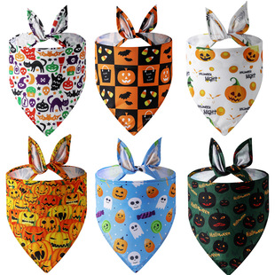 Cross-border New Pet Triangle Towel Halloween Pet Slip Towel Single Layer Pet Scarf Dog Scarf Pet Accessories