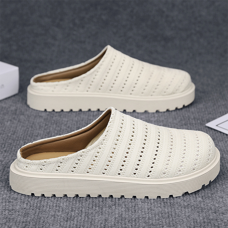 Versión coreana de los nuevos zapatos de verano para hombre, zapatos casuales y cómodos de medio soporte, malla, tejido volador, moda hueca, perezoso
