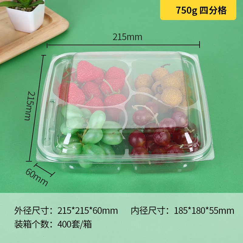 Cajas desechables para frutas, cajas para cortar frutas frescas, cajas para ensaladas, cajas de embalaje, platos divididos, cajas transparentes para frutas y verduras, cajas para fresas al por mayor