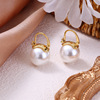 Earrings stainless steel, small design advanced retro black beads, light luxury style, high-quality style