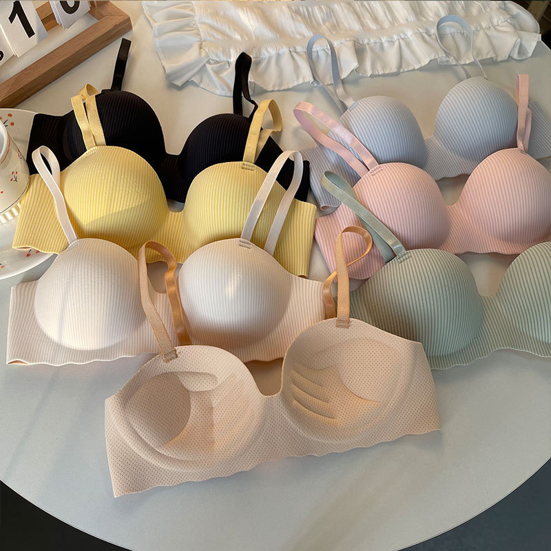 Reggiseno intero push-up da donna color caramella, senza cuciture, senza ferretto, sottile, estivo, intimo di supporto._voghion.com