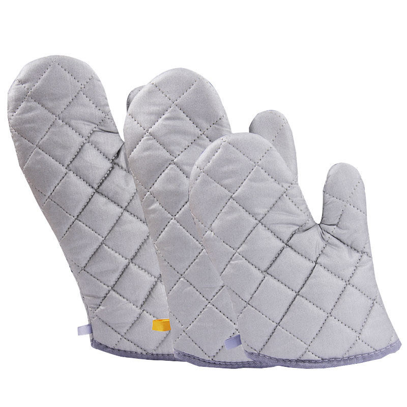 Cotton Anti-scalding Gloves Oven Microwave Oven Household Heat Insulation Gloves Baking Tools silver High Temperature Resistance