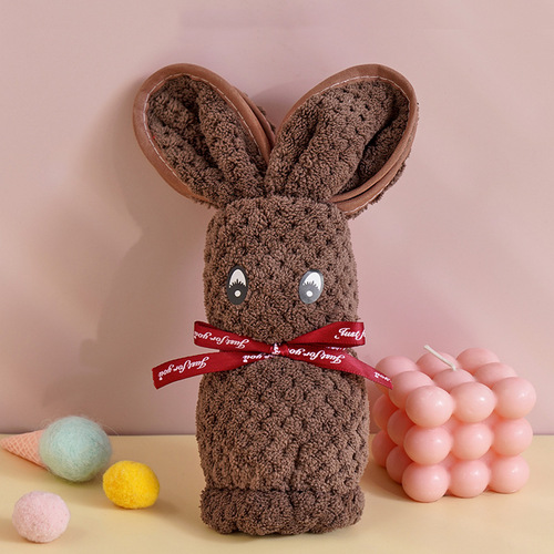 Pineapple lattice rabbit gift box PVC high-density coral velvet creative edged towel gift towel wedding souvenir