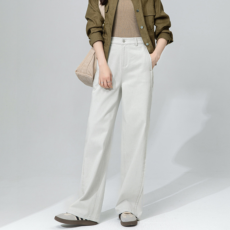 Xingge Off-White Loose Wide-Leg Jeans for Women 2026 New Spring and Autumn High-Waisted Slim Straight-Leg Floor-Length Pants