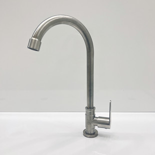 304 stainless steel kitchen sink household single cold water vegetable basin faucet manufacturers wholesale I-shaped Big Bend faucet