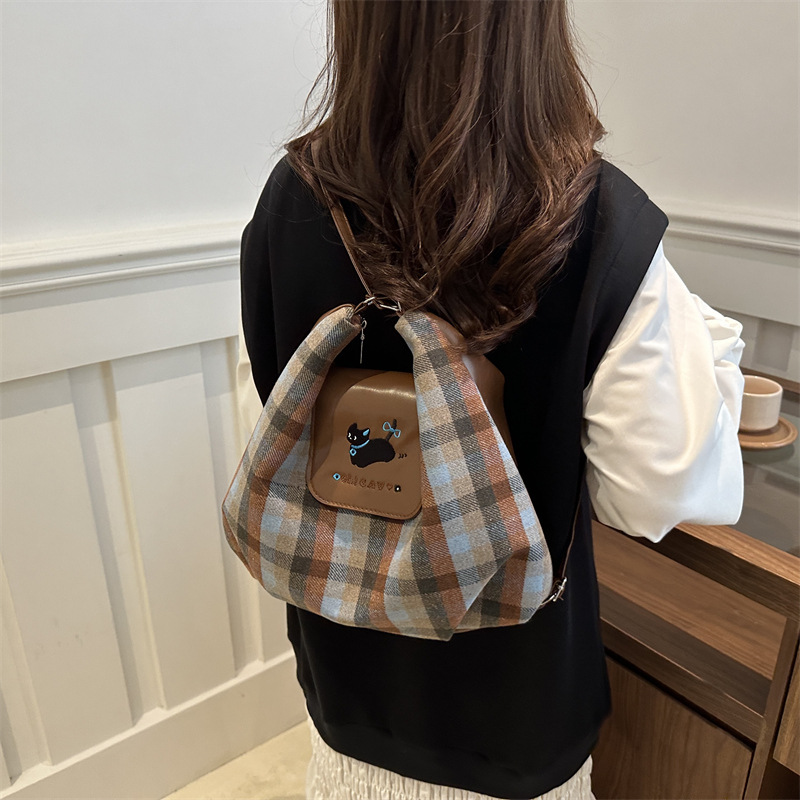 Bolsa de hombro de perro de salchicha para mujeres 2024 nuevo estilo de moda coreana academia bolso de celosía bolso de gran capacidad