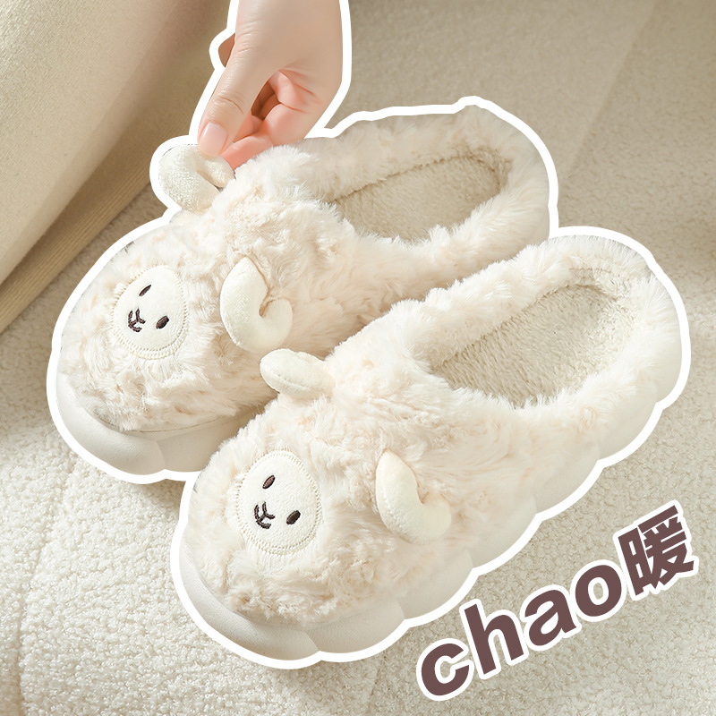 Pantuflas de algodón para mujer, pantuflas de felpa para interiores de invierno, pantuflas para parejas 2023, calzado para exteriores para hombre, gruesas y cálidas para otoño e invierno.