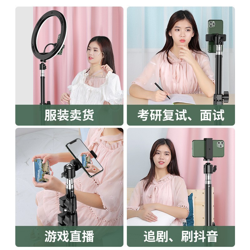 Tripode de auto-pólvora con lámpara de compensación de luz para tomar fotos de artefactos mágicos para la transmisión en vivo de soporte de teléfono móvil