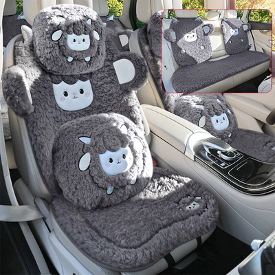 Wool pad – winter plush seat pad, winter - dark-gray-luxurious-five-seaterthick-lamb-fleece-super-warm-non-slip-and-durable