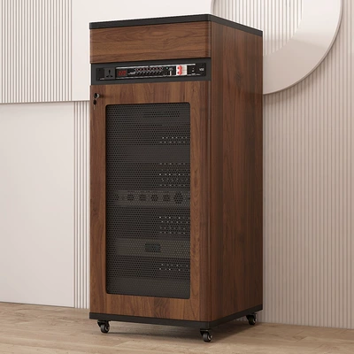 Amplifier Cabinet, Professional Audio Cabinet, Electric car big tripod - bk01-walnut-color-20u-solid-wood-board