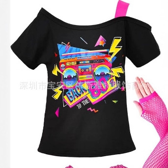 亚马逊80年代女童装印花T恤服饰