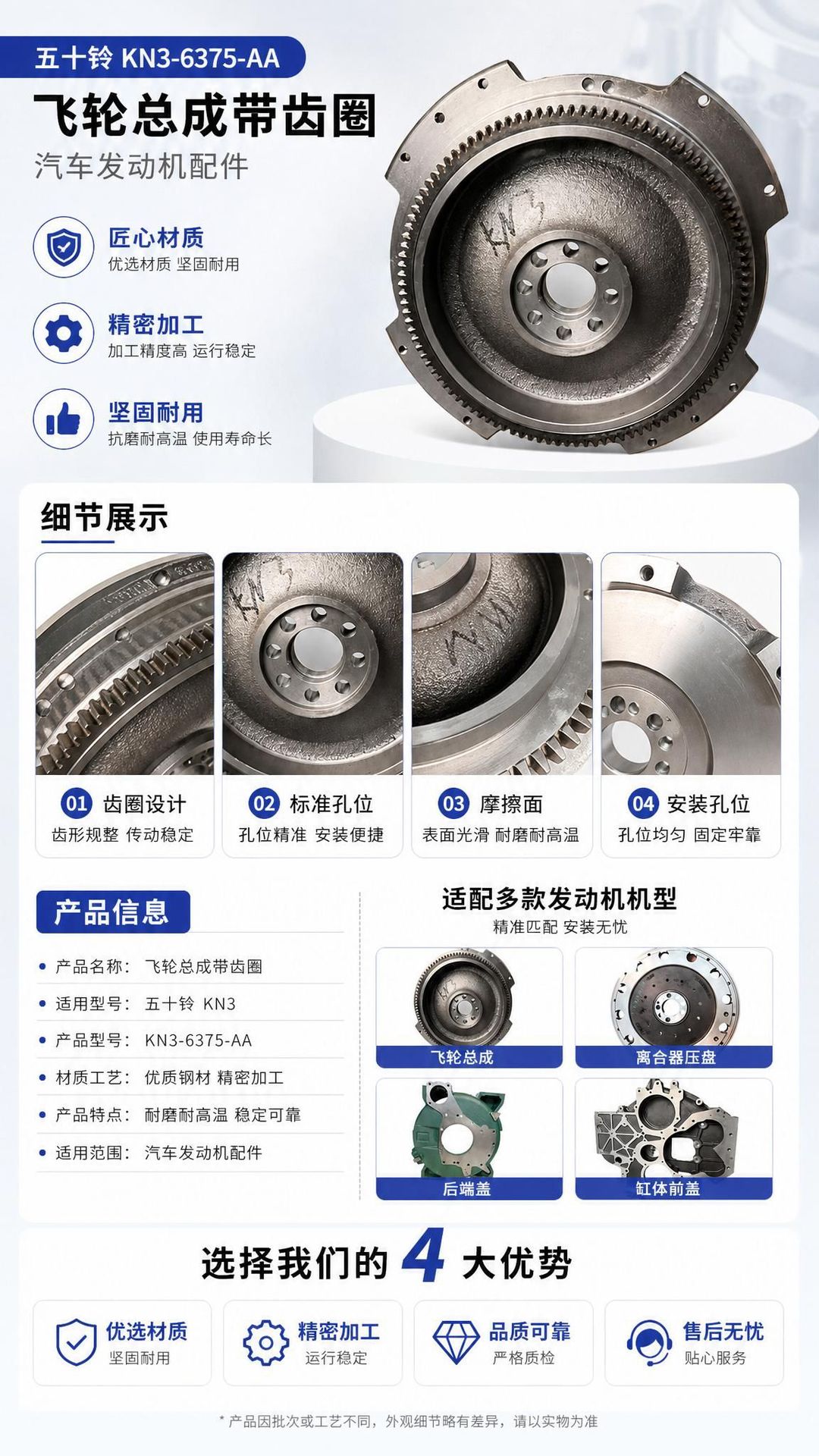 Isuzu Kn3-6375-Aa Flywheel Assembly with Gear Ring Automotive Engine Parts Manufacturing Automotive Gears
