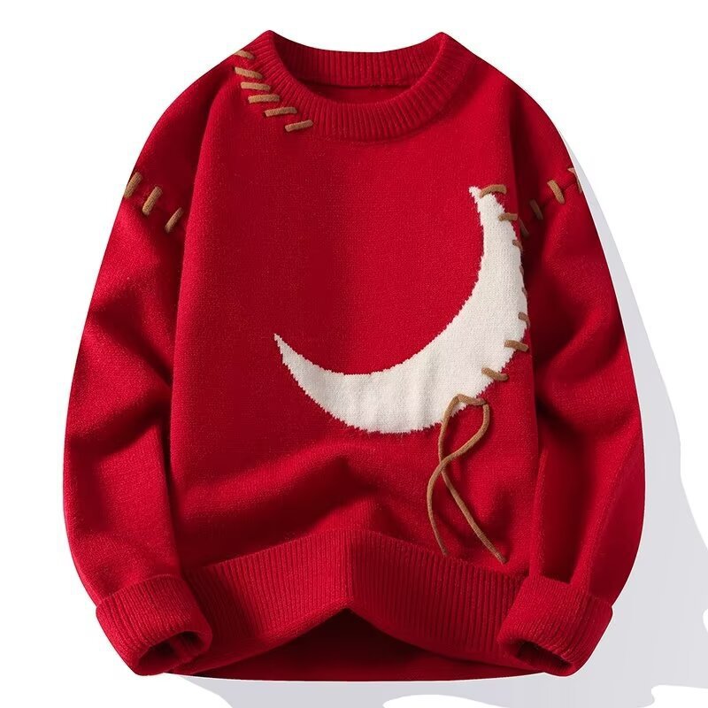 Explosiones transfronterizas de tamaño europeo suéter de estrella de tamaño grande, hombre de otoño y invierno con camisa de fondo fuera de la línea de camisa de punto de otoño y invierno