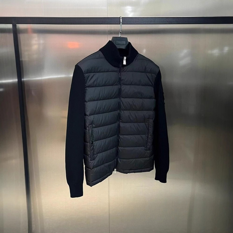 Men's down Jacket for Autumn and Winter with Sweater Splicing, Stand Collar, Knitted Sleeves, Lightweight Coat Top