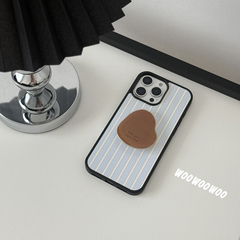 WOOWOOWOO ニッチインレトロフレッシュライトブルーストライプ携帯電話ケースホルダー iphone16prom に適しています