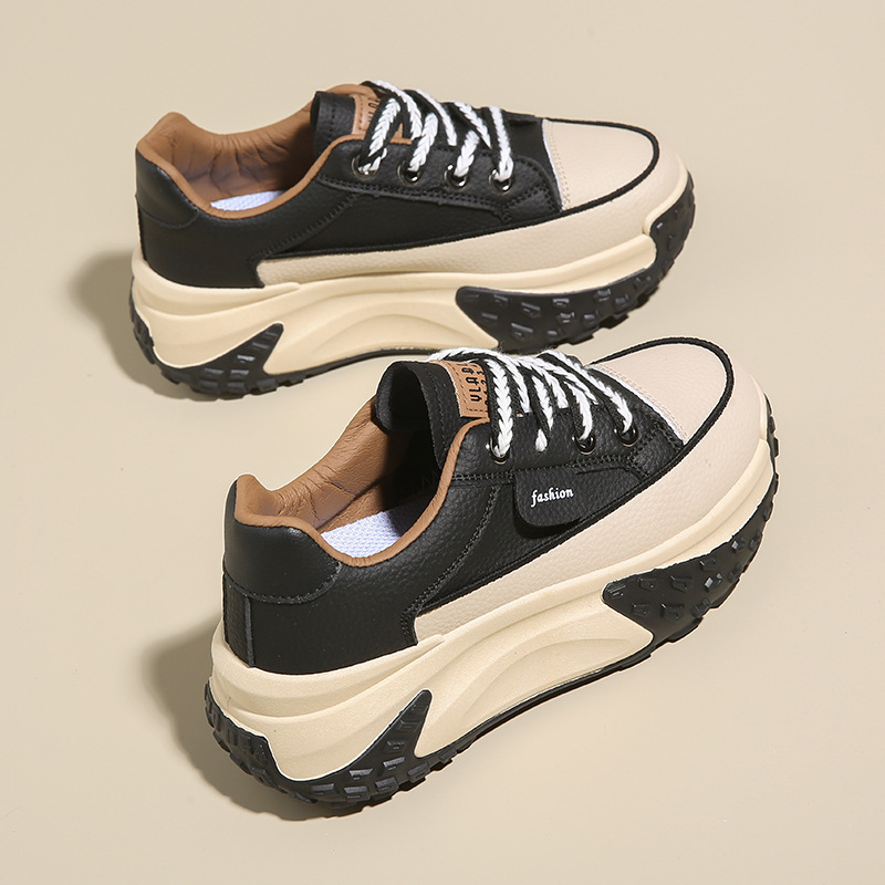 Version coréenne des chaussures de papa pour le printemps et l'automne 2024, nouvelles chaussures de tir de rue décontractées pour étudiants Instagram, chaussures hautes à semelles épaisses pour femmes_voghion.com