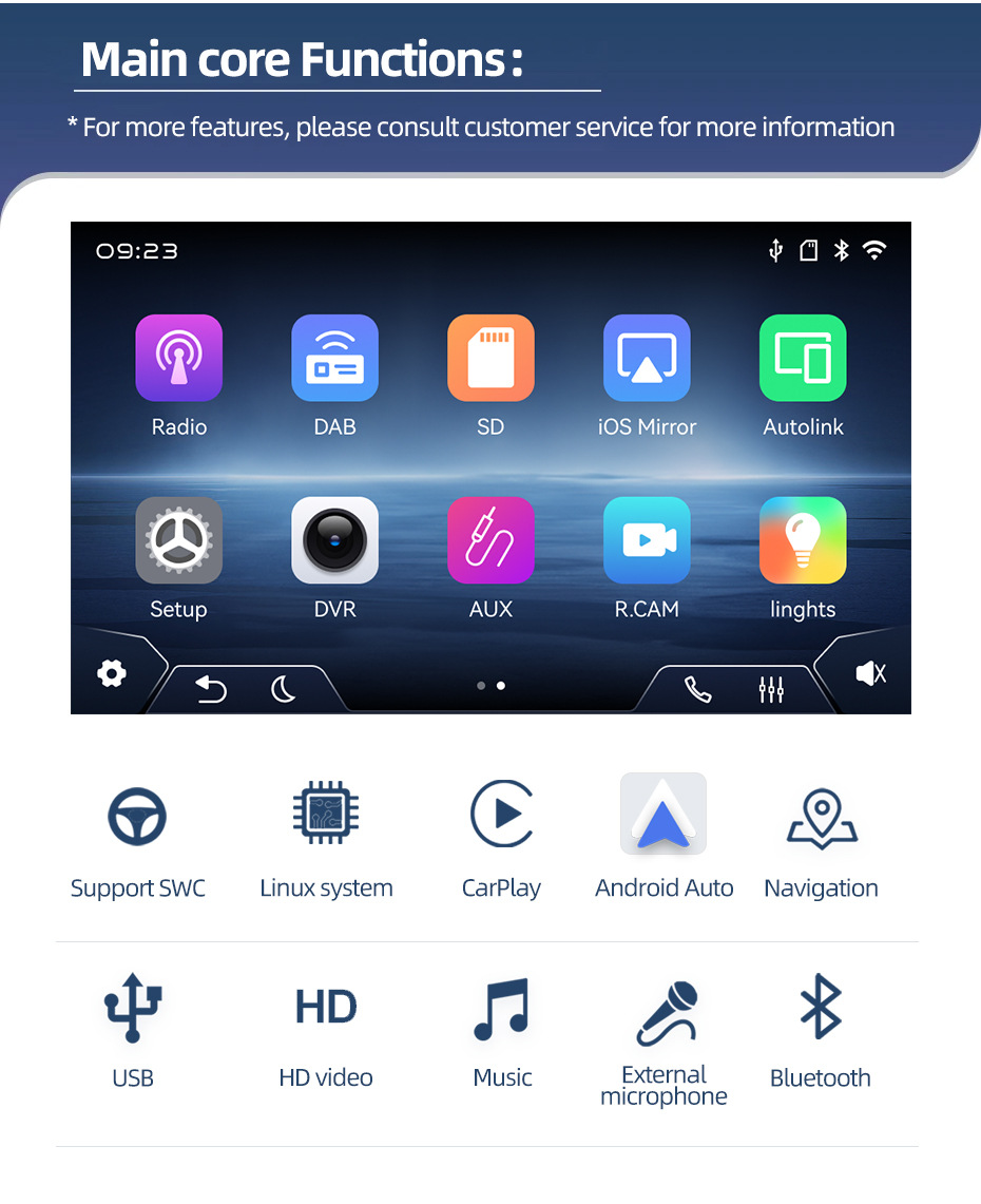 7inch Is Suitable for Volkswagen Touareg Car Central Control Large Screen Navigation Carplay Bluetooth Audio and Video Player