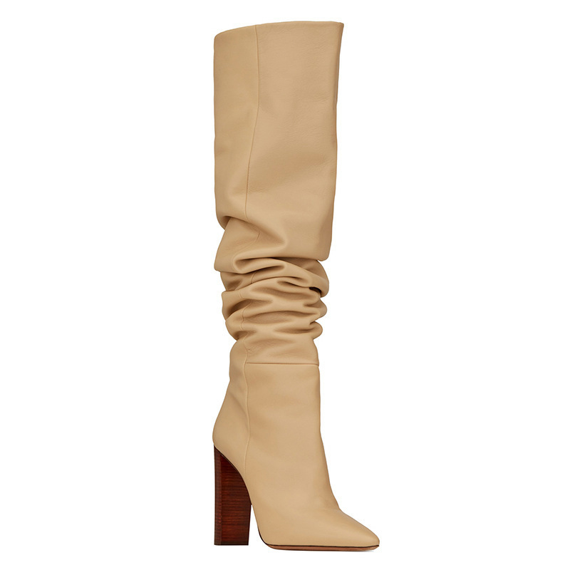 High-heeled knee-length women's boots thick-heeled European and American-style plus size export
