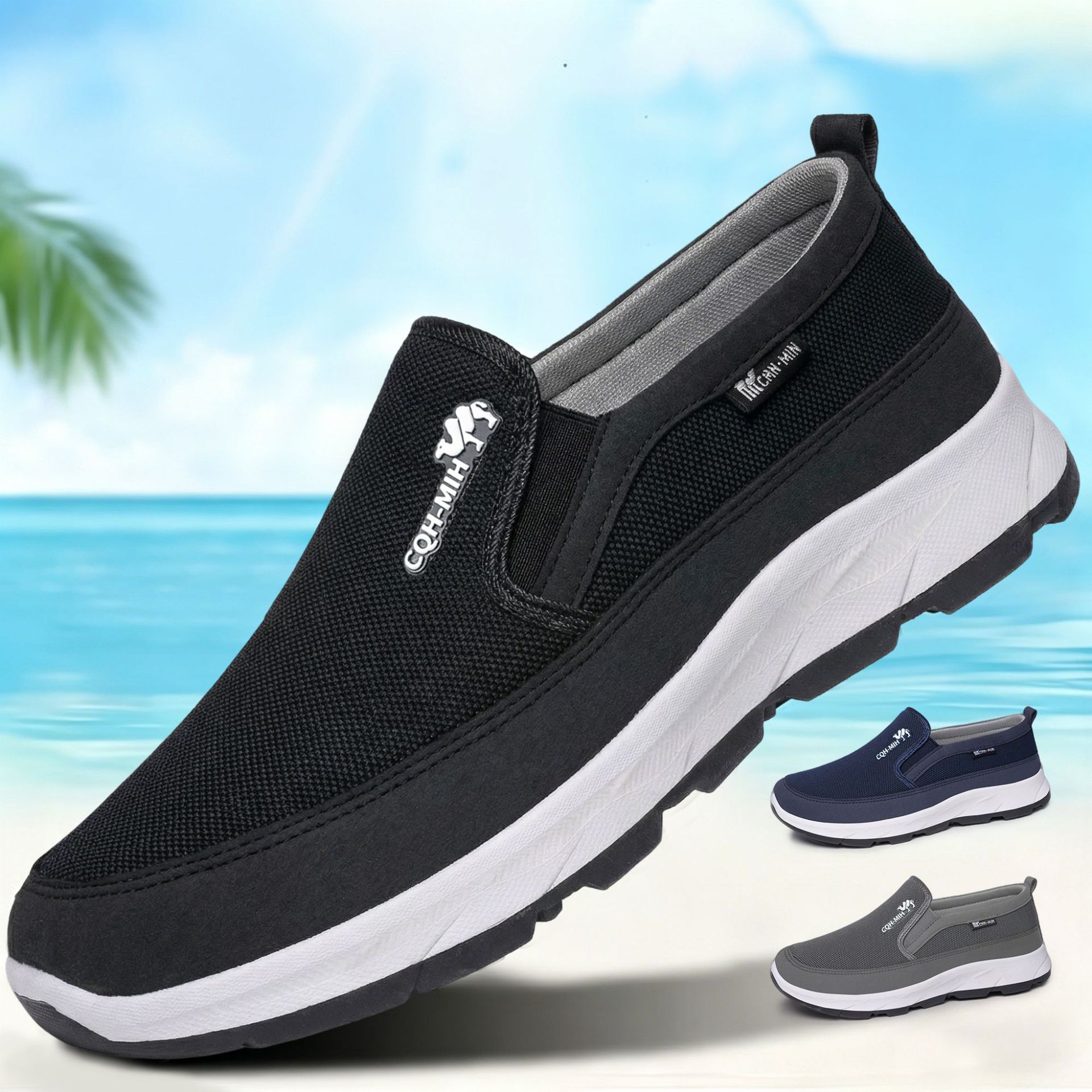Zapatos de primavera para hombres de tamaño grande viejos zapatos de tela de Beijing zapatos de hombre de mediana edad zapatos casuales de un pie transpirables no olor zapatos de papá