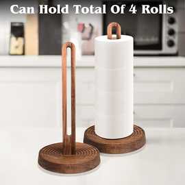 木质纸巾架家用现代简约厨房卷纸懒人保鲜膜置物架圆形立式纸巾座